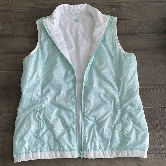 FootJoy Insulated Golf Vest Womens M White Aquamarine Full Zip Reversible Jacket - Picture 16 of 16